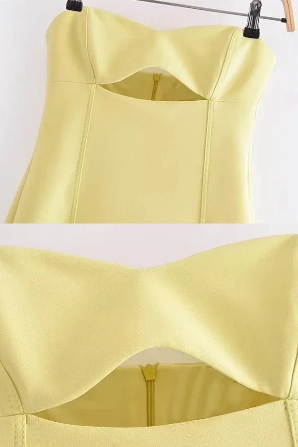 A-line dress with an elegant cutout design, perfect for formal occasions. 7