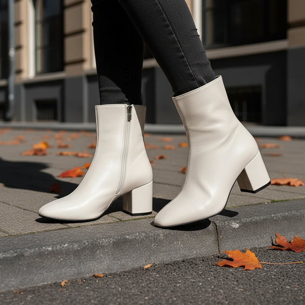 Ankle Boots | Block Heel Elegant Design for Women | Stylish Black Booties-Women's Boots-Mykonostore-Mykonostore