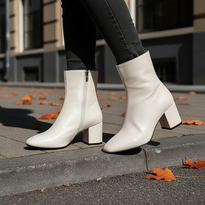 Ankle Boots | Block Heel Elegant Design for Women | Stylish Black Booties-Women's Boots-Mykonostore-Mykonostore