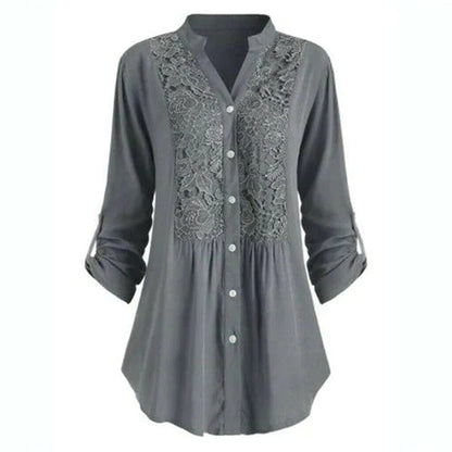 Blouse | Puff Sleeves Elegant Fit-Women's Blouses-Mykonostore-Gray-S-Mykonostore