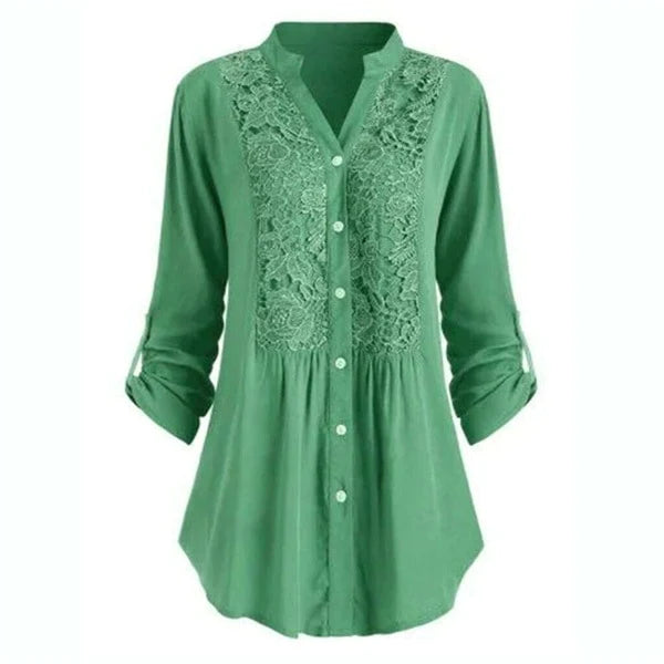 Blouse | Puff Sleeves Elegant Fit-Women's Blouses-Mykonostore-Green-S-Mykonostore