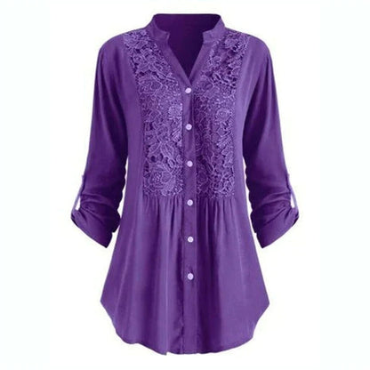 Blouse | Puff Sleeves Elegant Fit-Women's Blouses-Mykonostore-Purple-S-Mykonostore