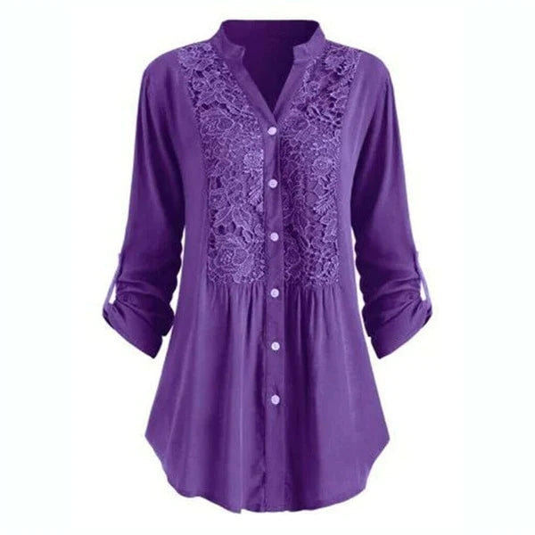 Blouse | Puff Sleeves Elegant Fit-Women's Blouses-Mykonostore-Purple-S-Mykonostore