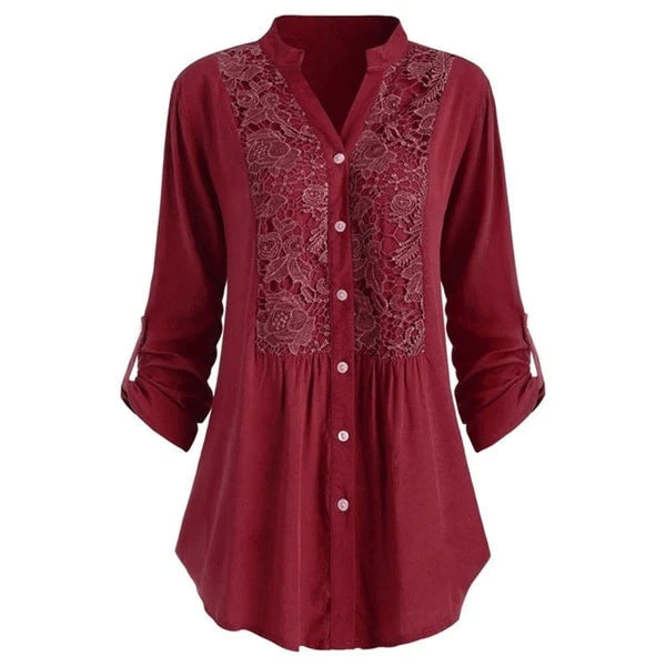Blouse | Puff Sleeves Elegant Fit-Women's Blouses-Mykonostore-Red-S-Mykonostore