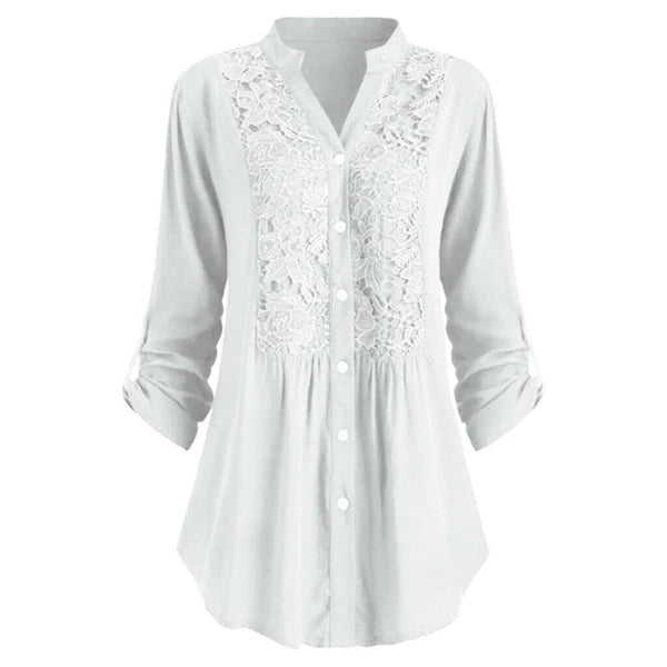Blouse | Puff Sleeves Elegant Fit-Women's Blouses-Mykonostore-White-S-Mykonostore