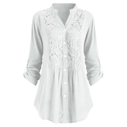 Blouse | Puff Sleeves Elegant Fit-Women's Blouses-Mykonostore-White-S-Mykonostore