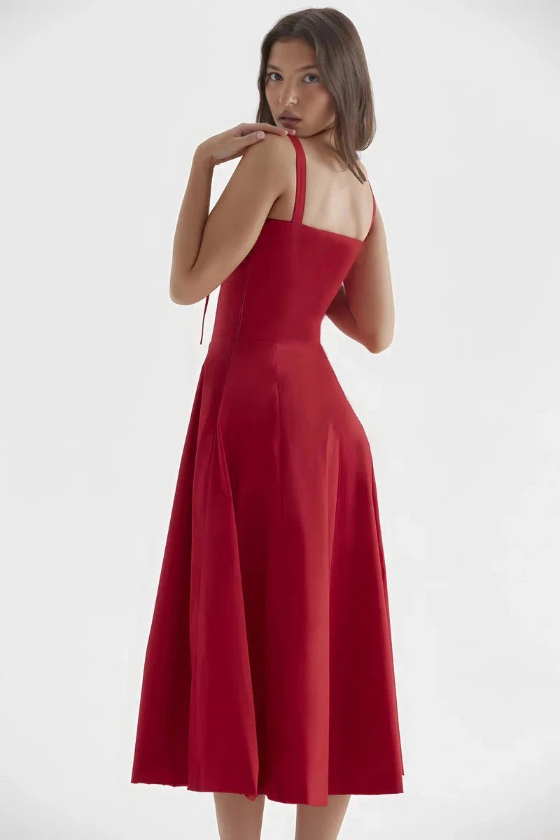 Bustier dress featuring a flared skirt and a side slit, perfect for formal occasions. 5