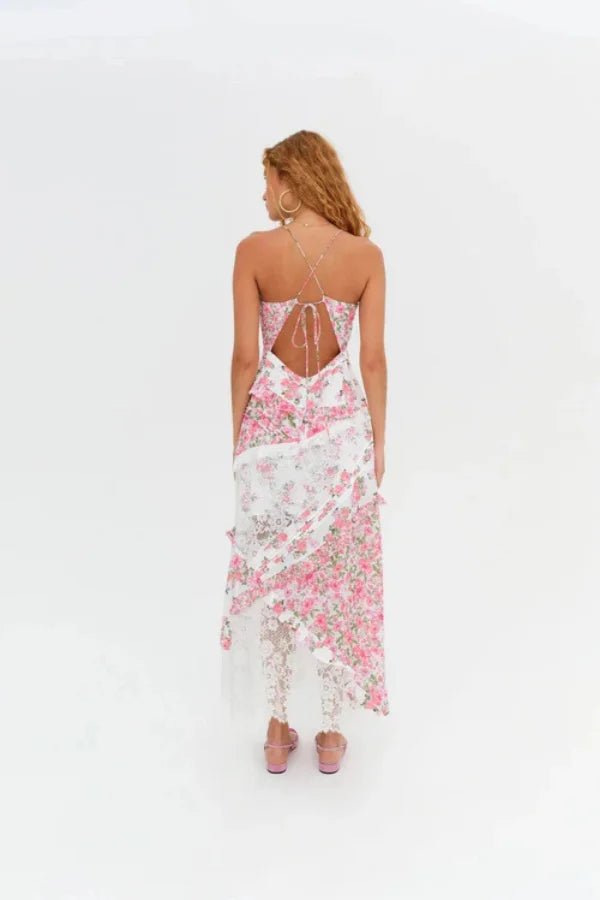 Chic dress featuring a plunging neckline and ruffle details, elegant silhouette suitable for formal occasions. 6