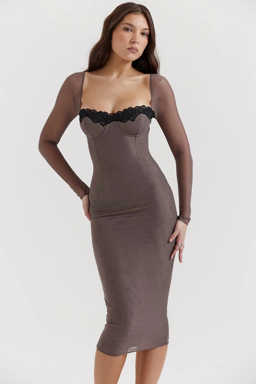 Fitted corset dress with underwired cups, designed for formal occasions. 0