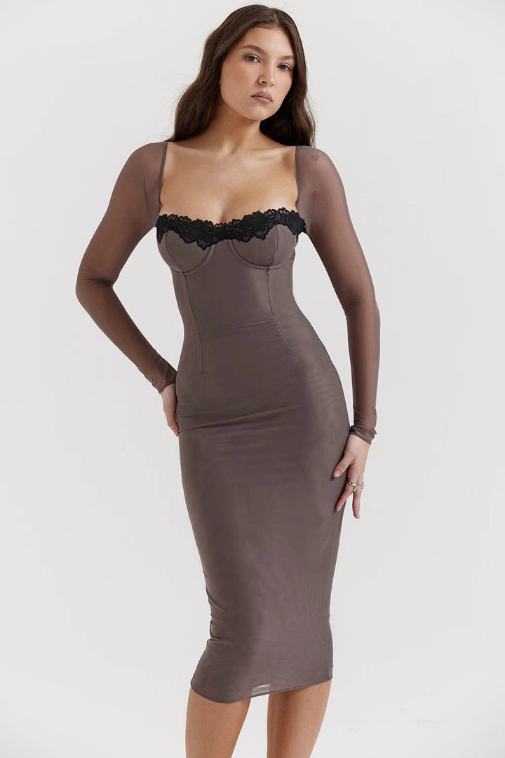 Fitted corset dress with underwired cups, designed for formal occasions. 0