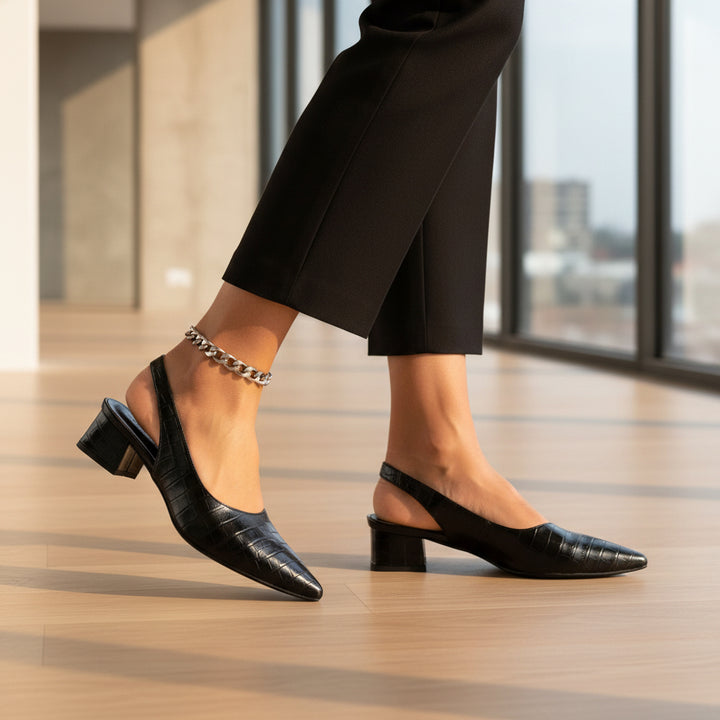 Elegant Women's Pumps | Orthopedic Design with Chic Crocodile Detail-Pumps-Mykonostore-Black-5-Mykonostore