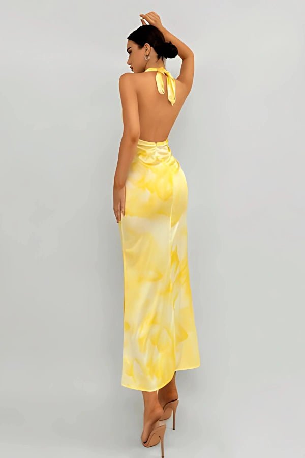 Elegant gown featuring a daring plunge neckline and a flowing silhouette, perfect for formal occasions. 2