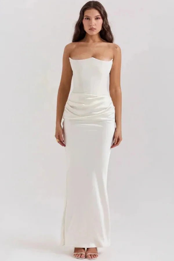 Elegant gown featuring a sculpted corset bodice in a flowing silhouette, perfect for formal occasions. 0