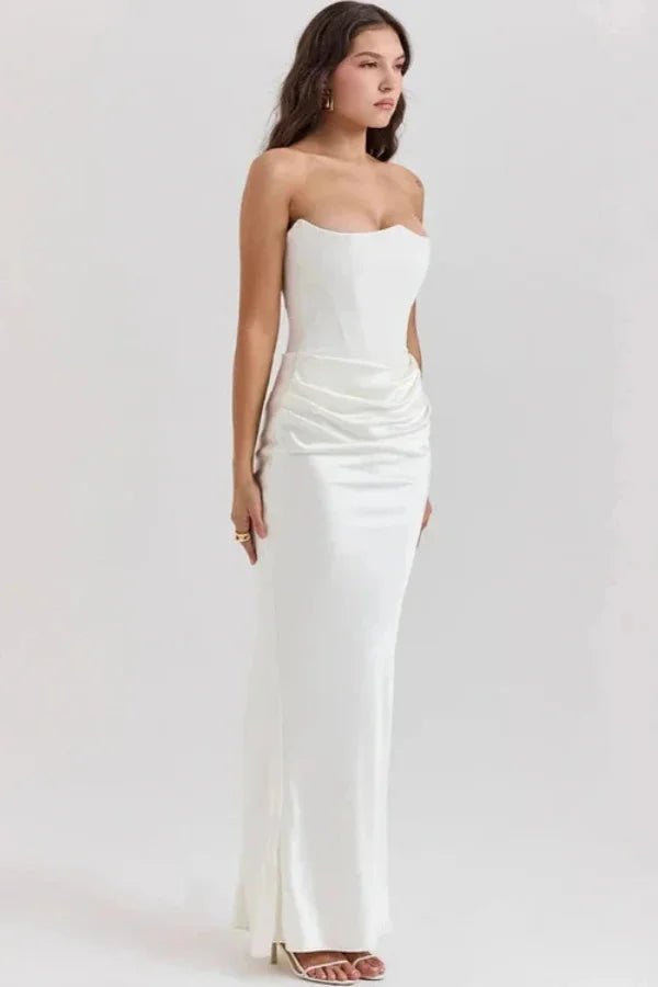 Elegant gown featuring a sculpted corset bodice in a flowing silhouette, perfect for formal occasions. 7
