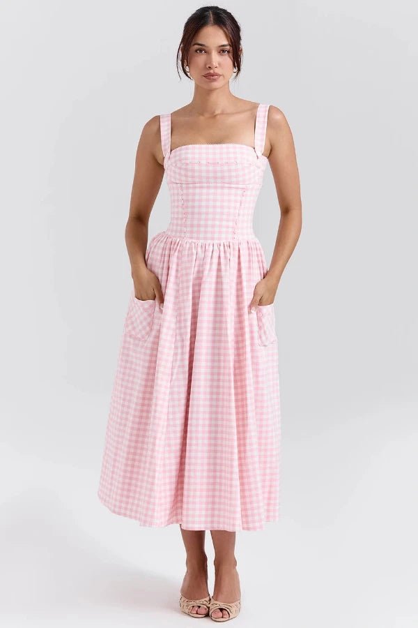 Elegant midi dress featuring an off-shoulder Bardot design with a draped silhouette, suitable for formal occasions. 0