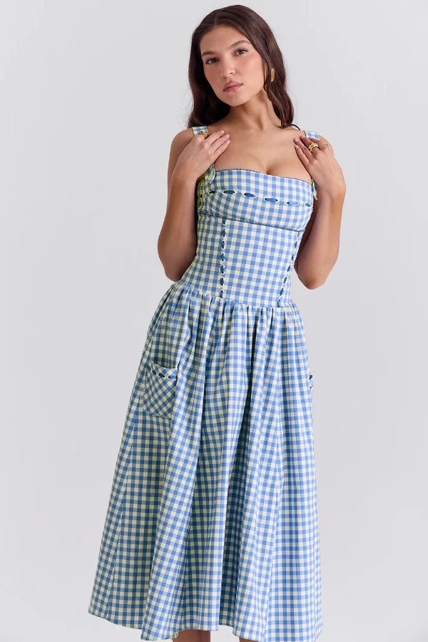 Elegant midi dress featuring an off-shoulder Bardot design with a draped silhouette, suitable for formal occasions. 4