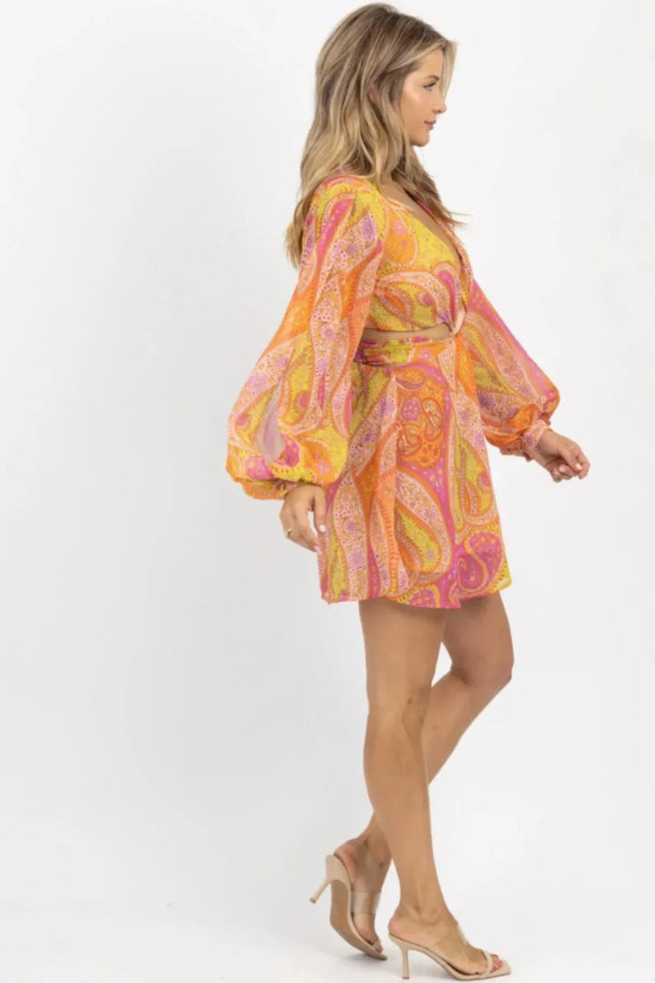Elegant midi dress featuring a plunge neckline and twist knot detail, perfect for formal occasions. 2