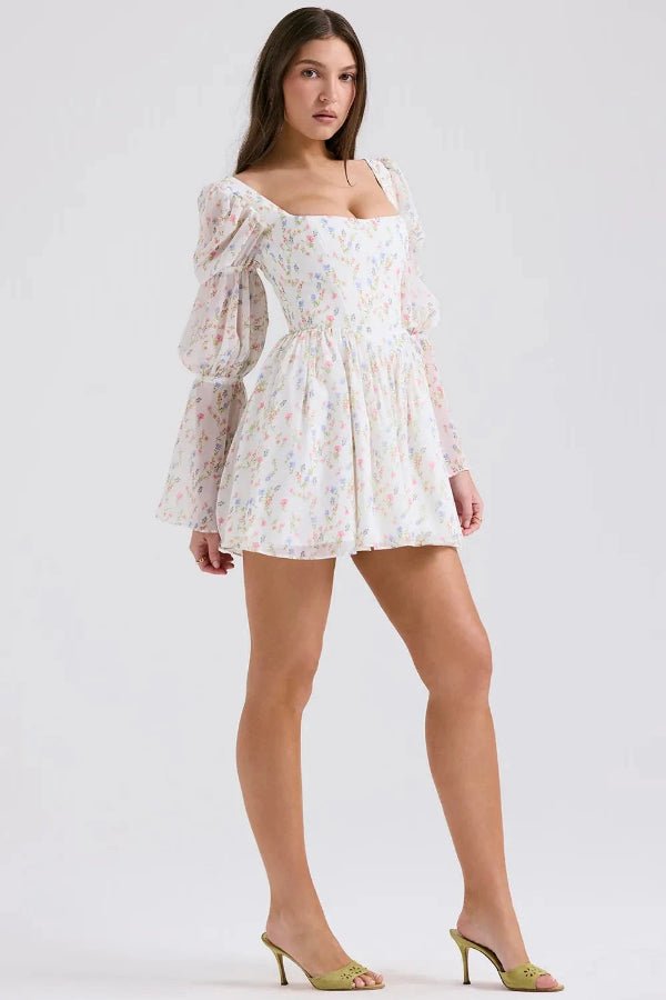Elegant midi dress featuring a tiered design and floral print, perfect for formal events. 0