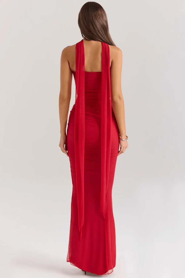 Strapless midi dress with a structured corset design, perfect for formal occasions. 8