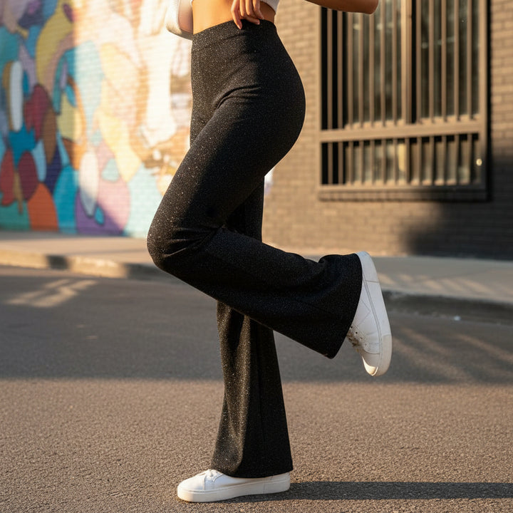 Flared Trousers | Glittery Design for Effortless Glamour-Trousers-Mykonostore-Mykonostore