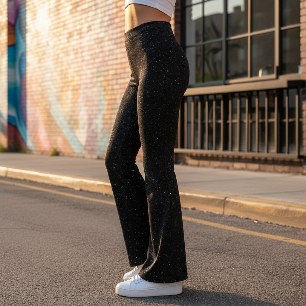 Flared Trousers | Glittery Design for Effortless Glamour-Trousers-Mykonostore-Mykonostore