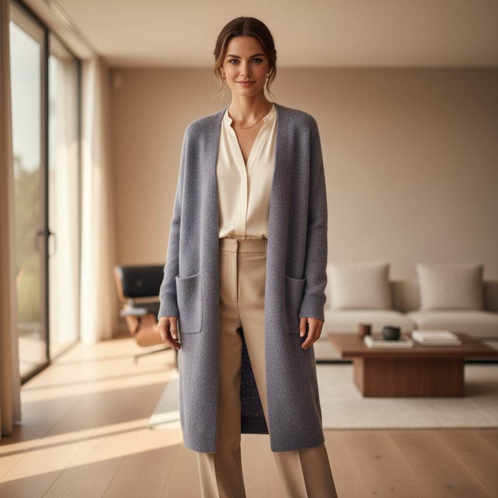 Luna – Dames Cardigan | Open Front Lang Model - 7