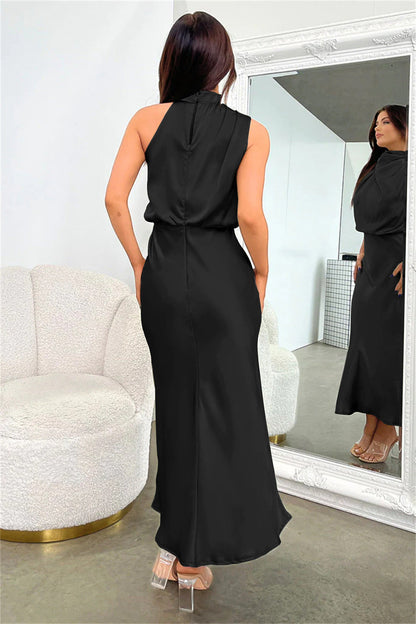 Halter Neck Long Dress | Elegant Flowy Design for Wedding Guests and Summer Events-Women’s Dresses-Mykonostore-Mykonostore