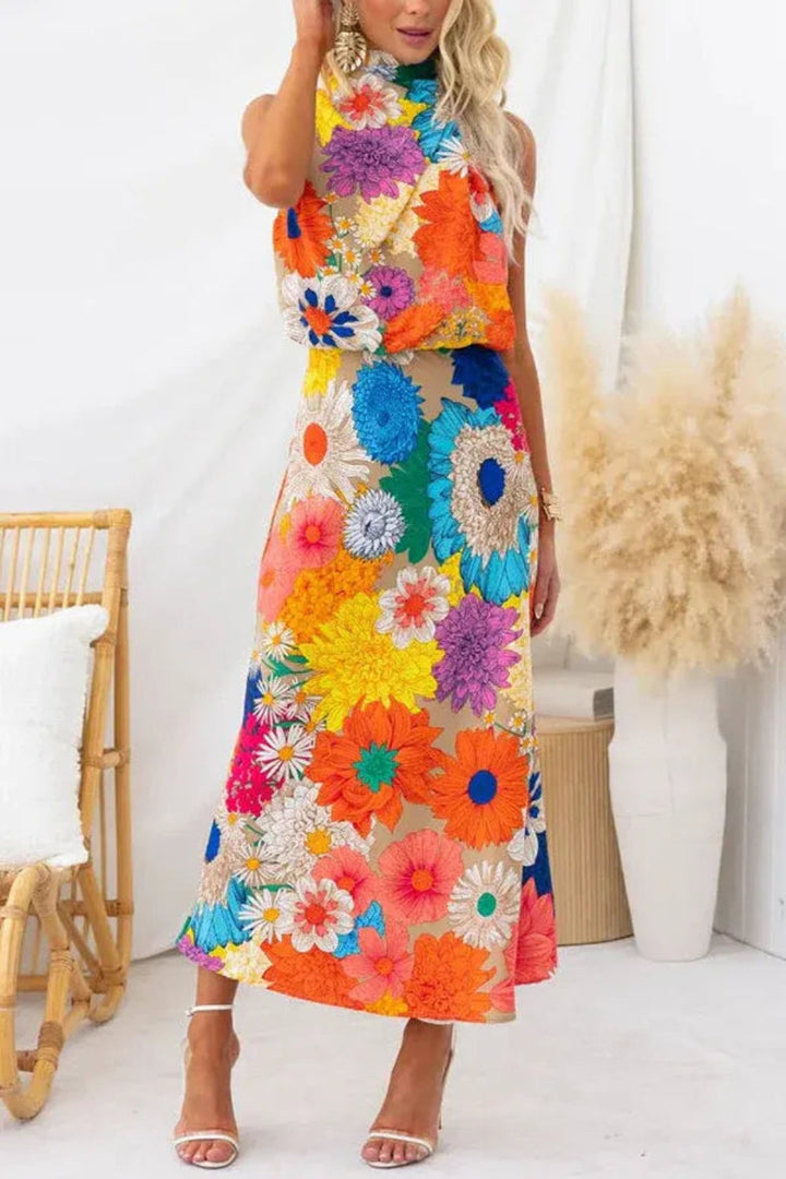 Halter maxi dress with an elegant A-line silhouette. 2