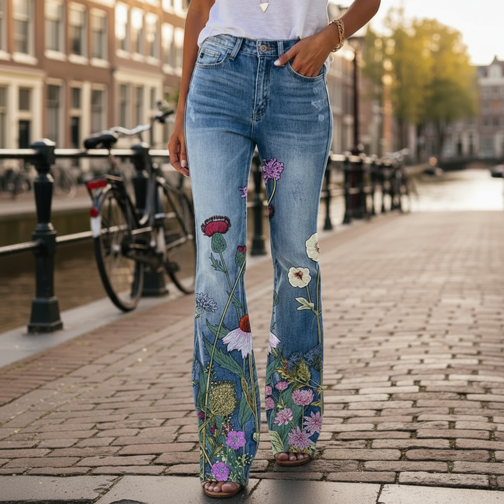 Luna – Dames Flared Broek | Speelse Print met Flatterende Pasvorm - 4