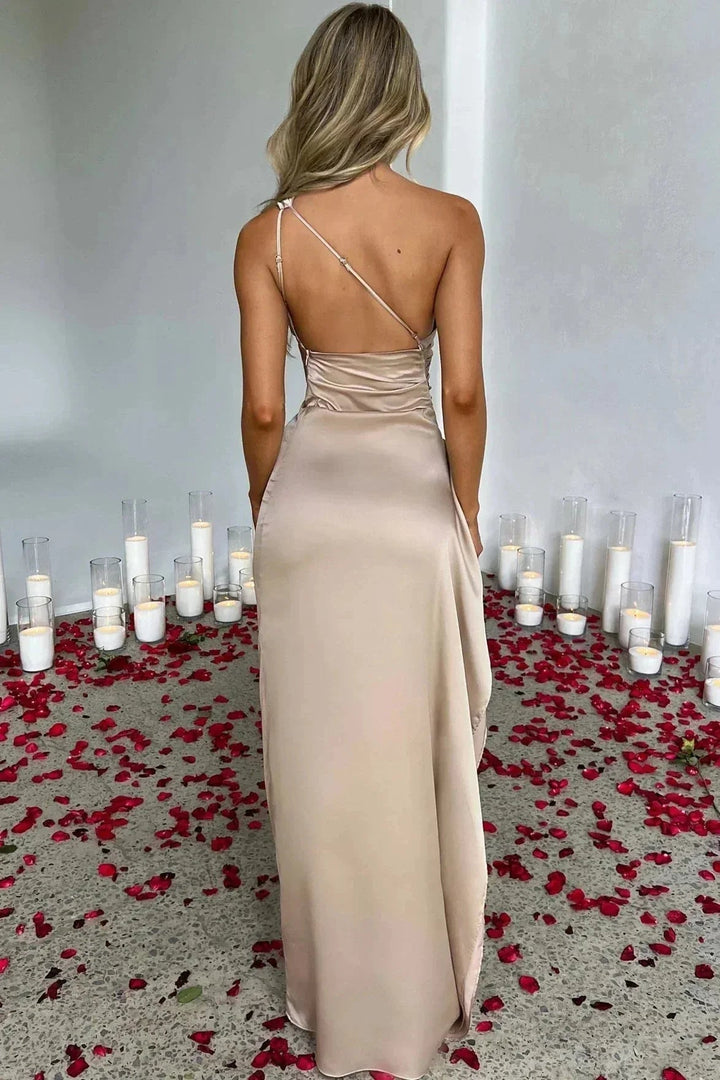 Maxi Dress | Asymmetrical Design with High Slit-Maxi Dresses-Mykonostore-Mykonostore