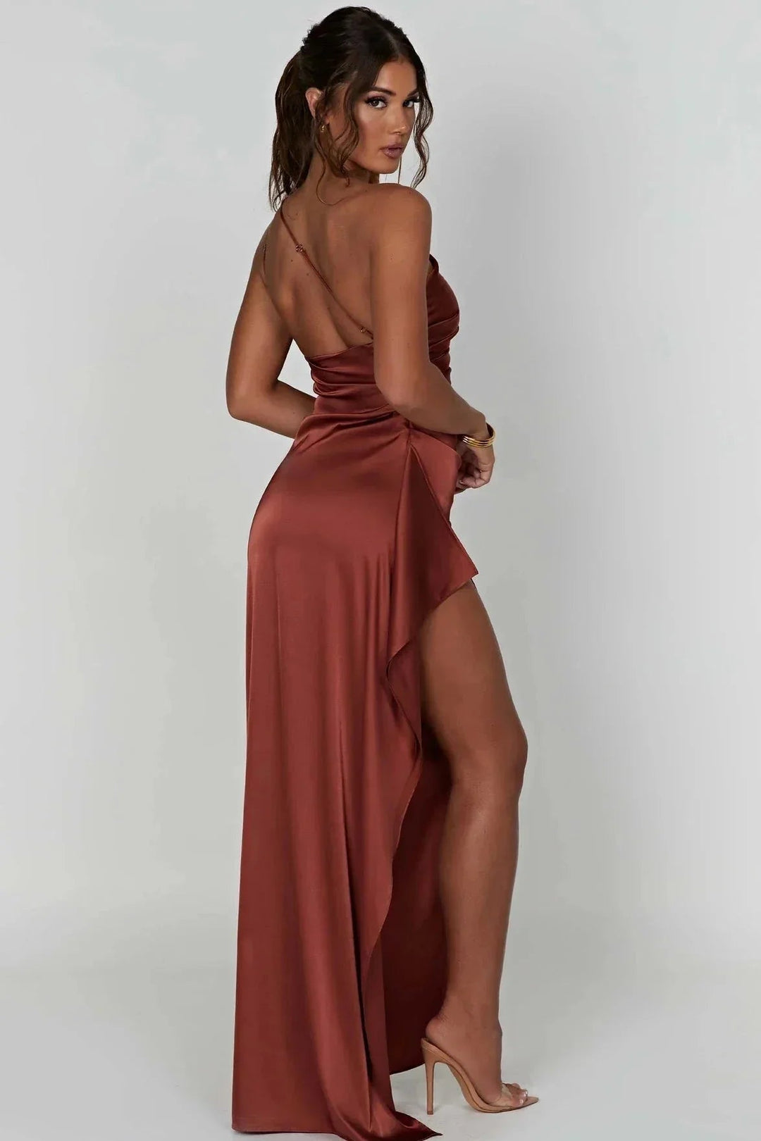 Maxi Dress | Asymmetrical Design with High Slit-Maxi Dresses-Mykonostore-Mykonostore