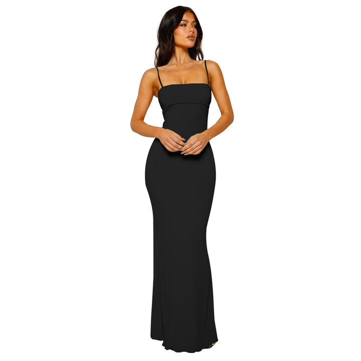 Maxi Dress | Bodycon Fit Open Back Design for Women-Maxi Dresses-Mykonostore-Black-S-Mykonostore