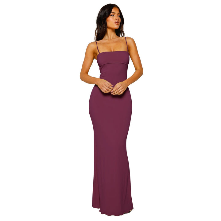 Maxi Dress | Bodycon Fit Open Back Design for Women-Maxi Dresses-Mykonostore-Purple-S-Mykonostore