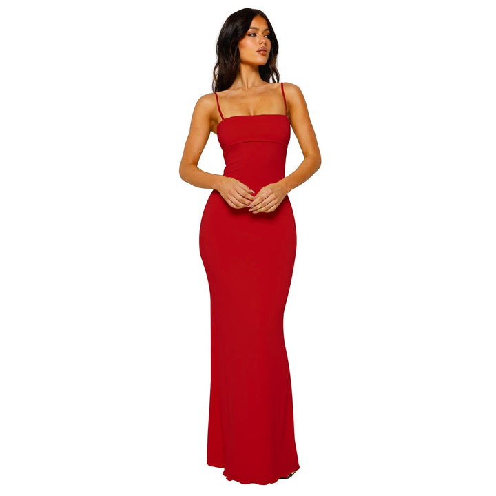 Maxi Dress | Bodycon Fit Open Back Design for Women-Maxi Dresses-Mykonostore-Red-S-Mykonostore