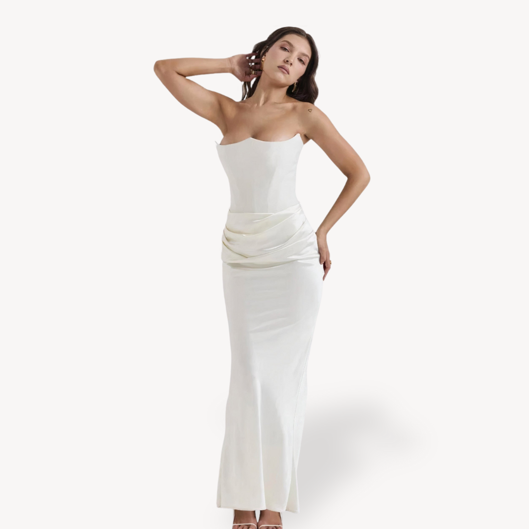 Maxi Dress | Strapless Corset Bodice-Maxi Dresses-Mykonostore-Mykonostore