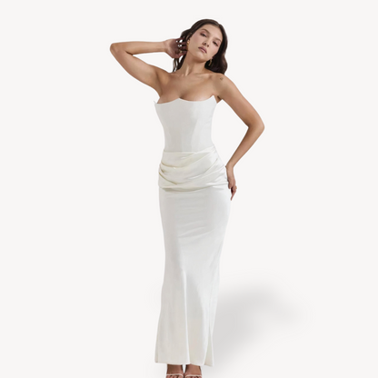 Maxi Dress | Strapless Corset Bodice-Maxi Dresses-Mykonostore-Mykonostore