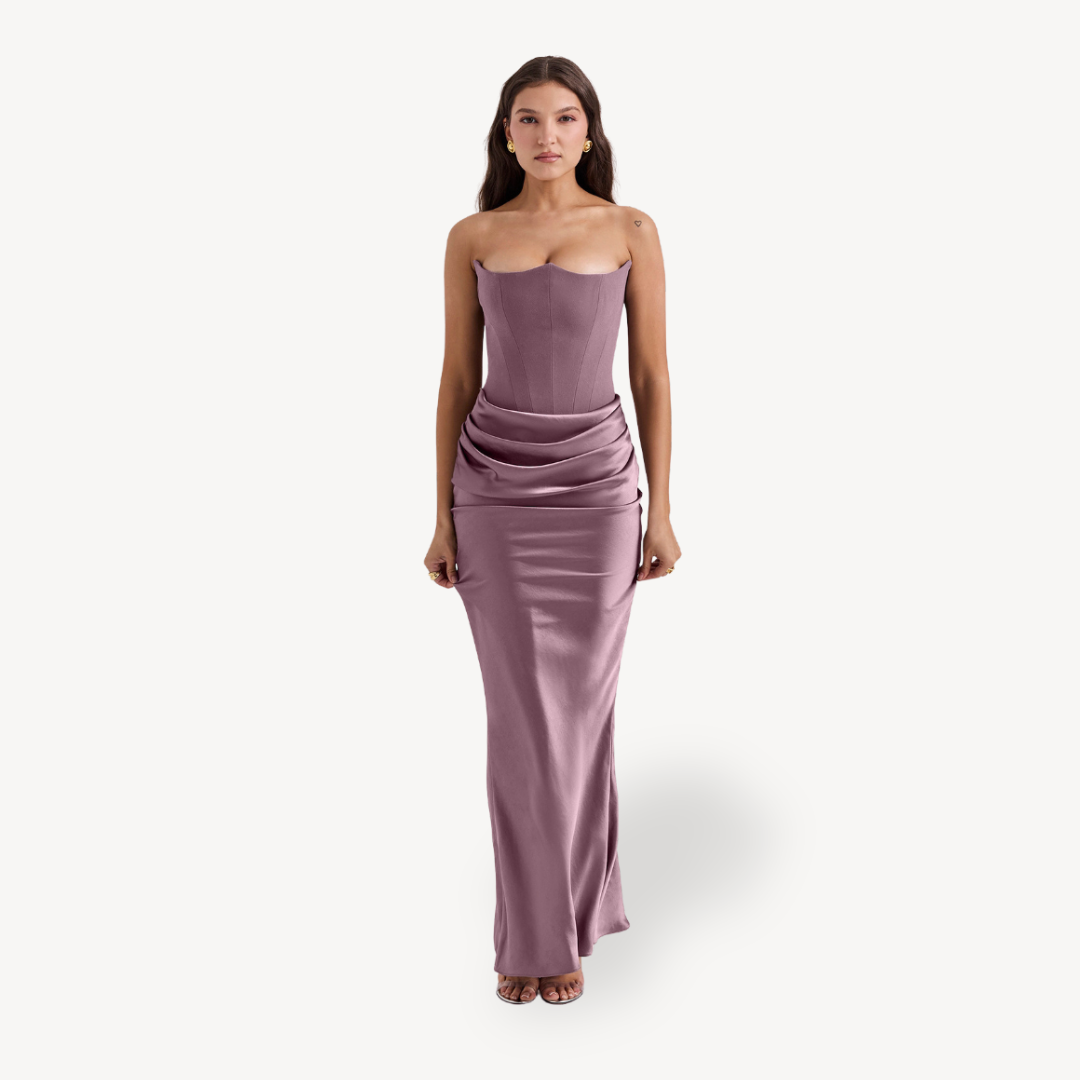 Maxi Dress | Strapless Corset Bodice-Maxi Dresses-Mykonostore-Purple-S-Mykonostore