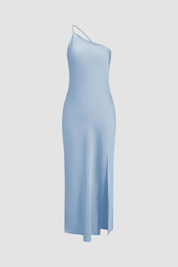 Maxi dress with an open back and thigh-high slit, perfect for formal occasions. 5