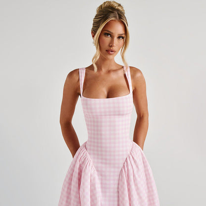 Midi Dress | Elegant Princess Cut with Square Neck-Women's Dresses-Mykonostore-Mykonostore