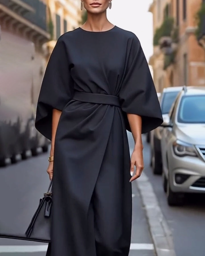 Midi Dress | Elegant Three-Quarter Sleeves-Women's Dresses-Mykonostore-Mykonostore