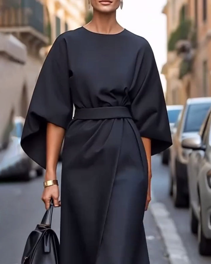 Midi Dress | Elegant Three-Quarter Sleeves-Women's Dresses-Mykonostore-Mykonostore