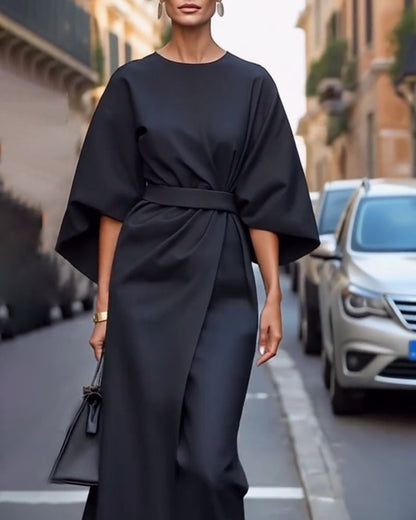 Midi Dress | Elegant Three-Quarter Sleeves-Women's Dresses-Mykonostore-Mykonostore