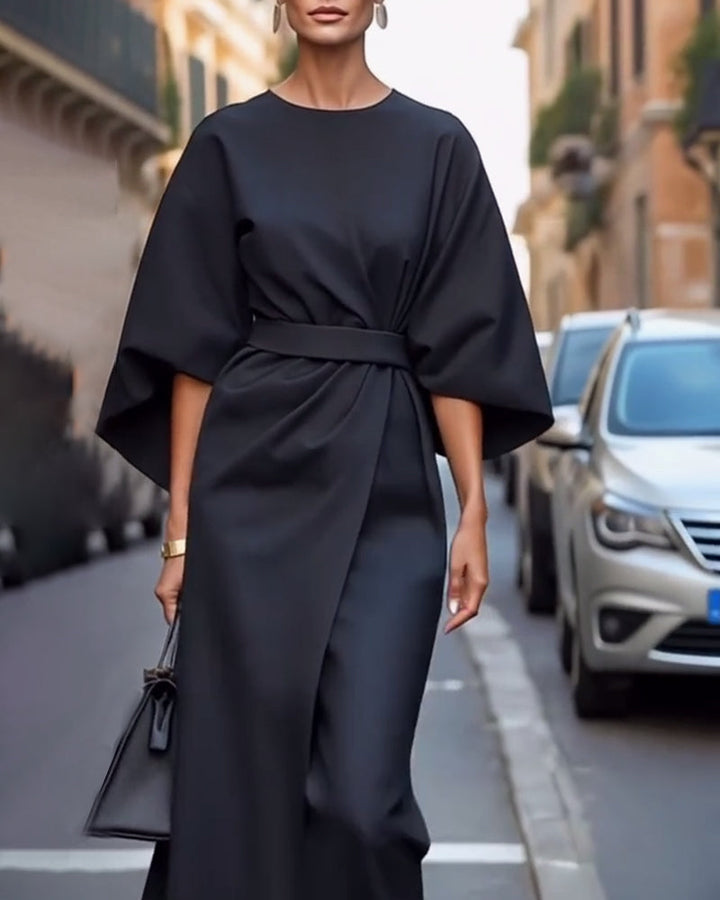 Midi Dress | Elegant Three-Quarter Sleeves-Women's Dresses-Mykonostore-Mykonostore
