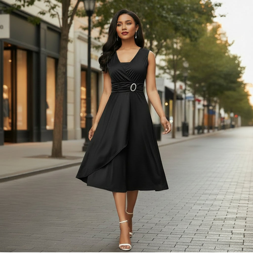 Midi Dress | Flattering Fit and Timeless Design-Midi Dresses-Mykonostore-Black-S-Mykonostore