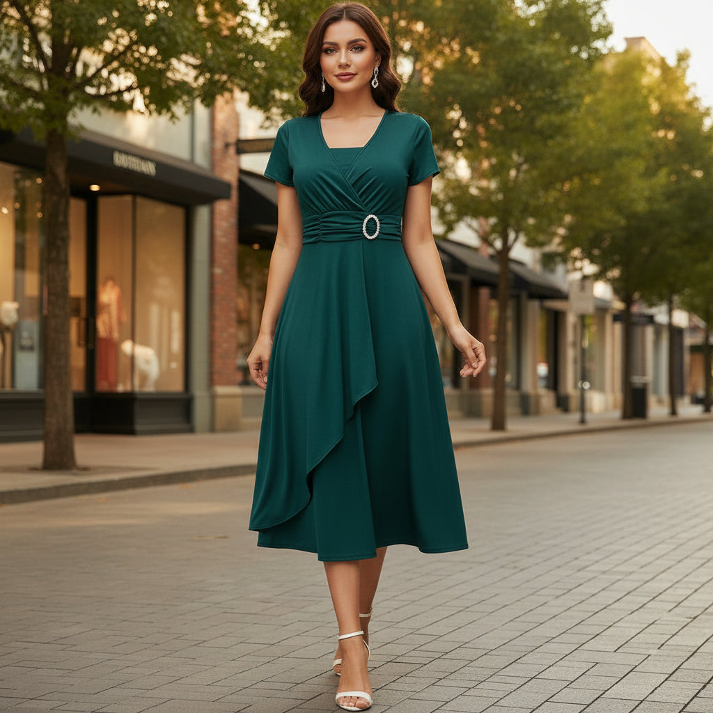 Midi Dress | Flattering Fit and Timeless Design-Midi Dresses-Mykonostore-Dark Green-S-Mykonostore
