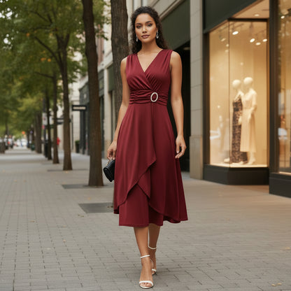 Midi Dress | Flattering Fit and Timeless Design-Midi Dresses-Mykonostore-Red-S-Mykonostore