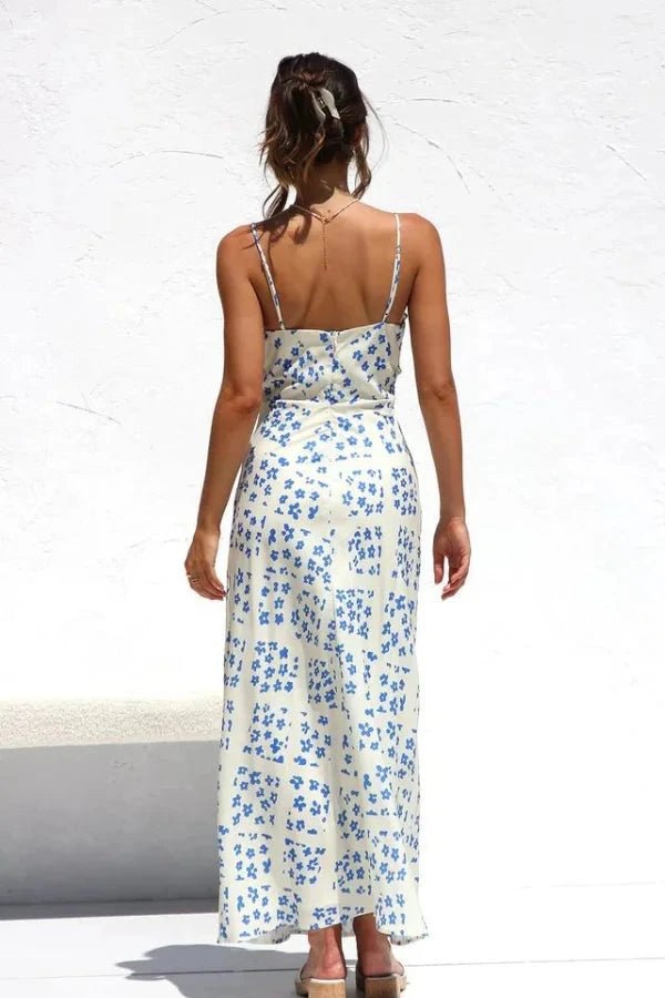 Midi dress featuring a square neckline and ruffles, designed for casual outings. 6