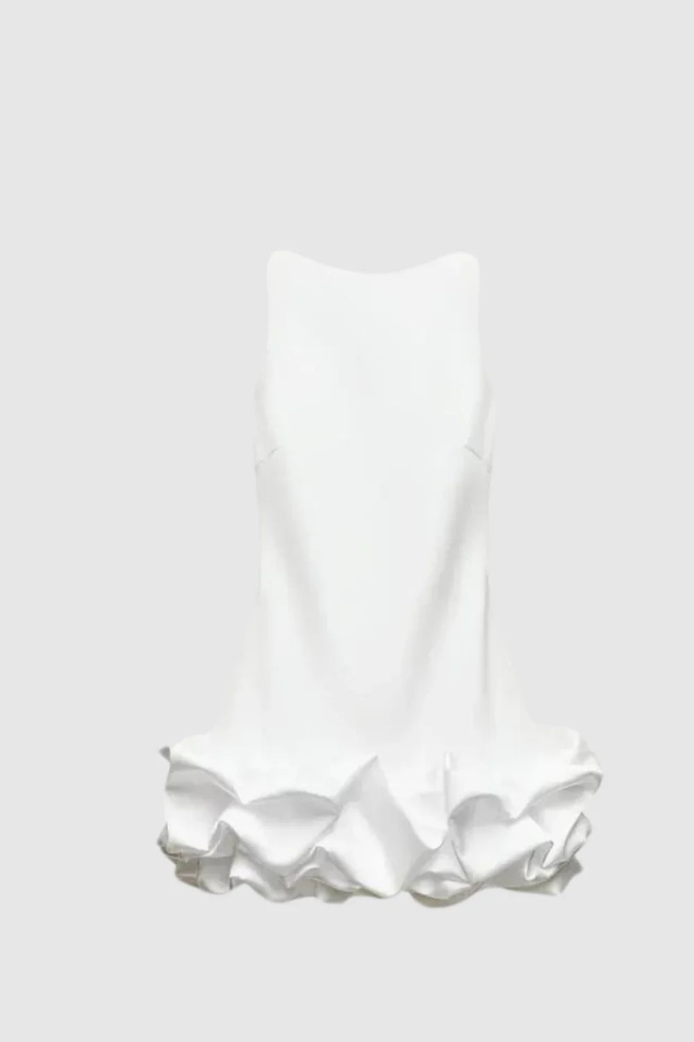 Mini dress with a structured bubble hem, featuring a fitted silhouette, perfect for a casual outing. 0
