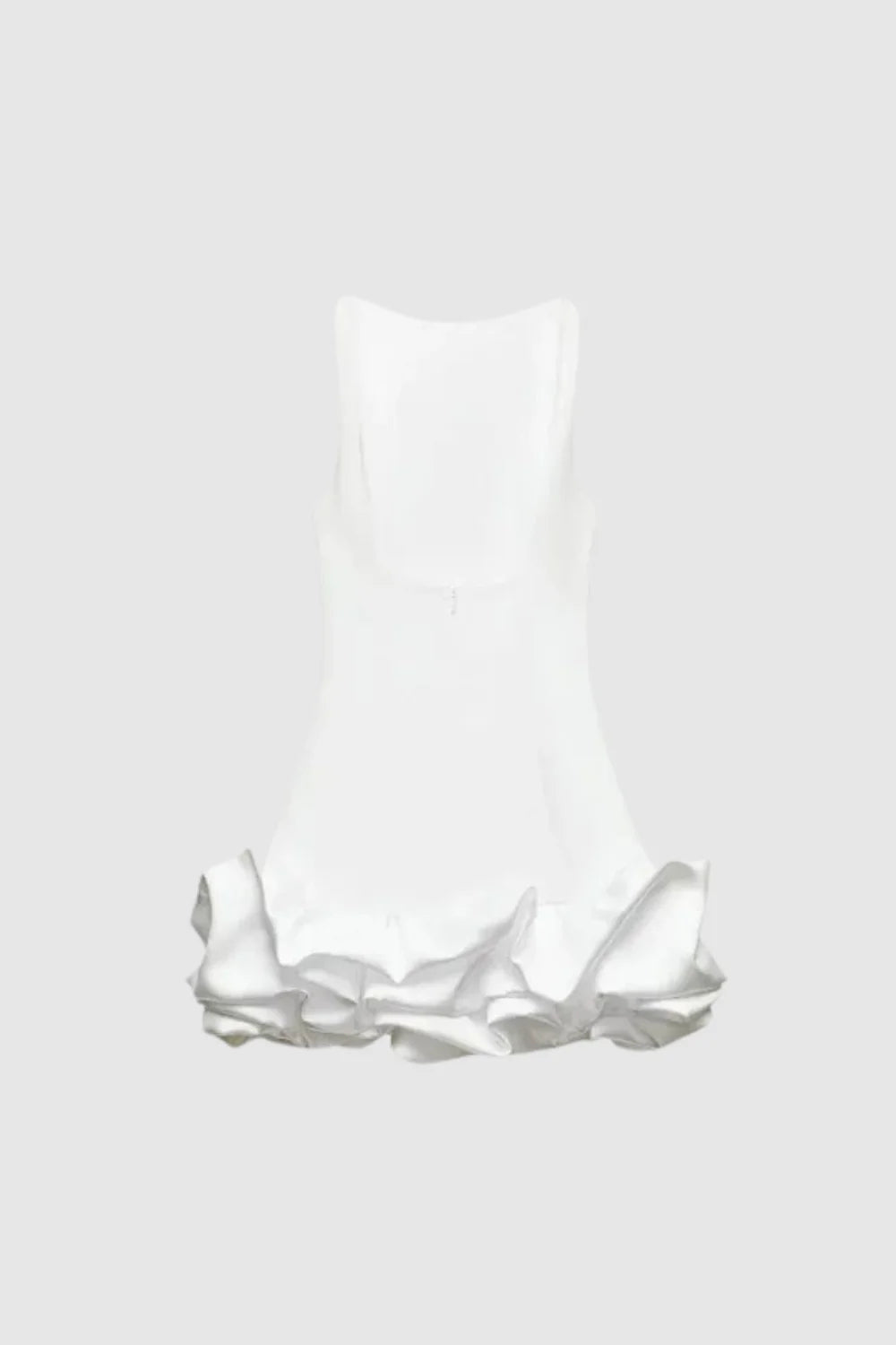 Mini dress with a structured bubble hem, featuring a fitted silhouette, perfect for a casual outing. 4