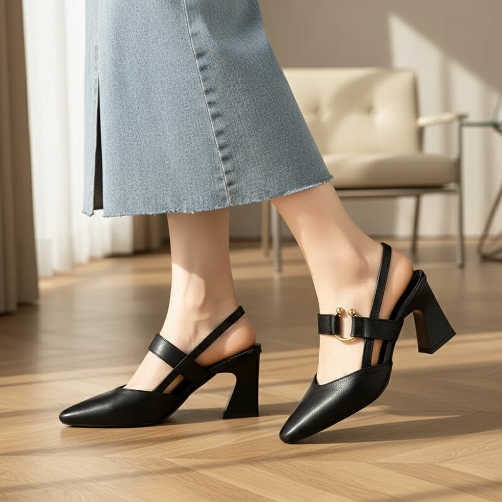 Orthopedic Heels | Comfortable Wide Heel for Women-Damen Schuhe-Mykonostore-Black-5-Mykonostore
